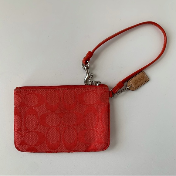 Coach Red Corner Zip Wristlet Small Travel - Picture 3 of 6